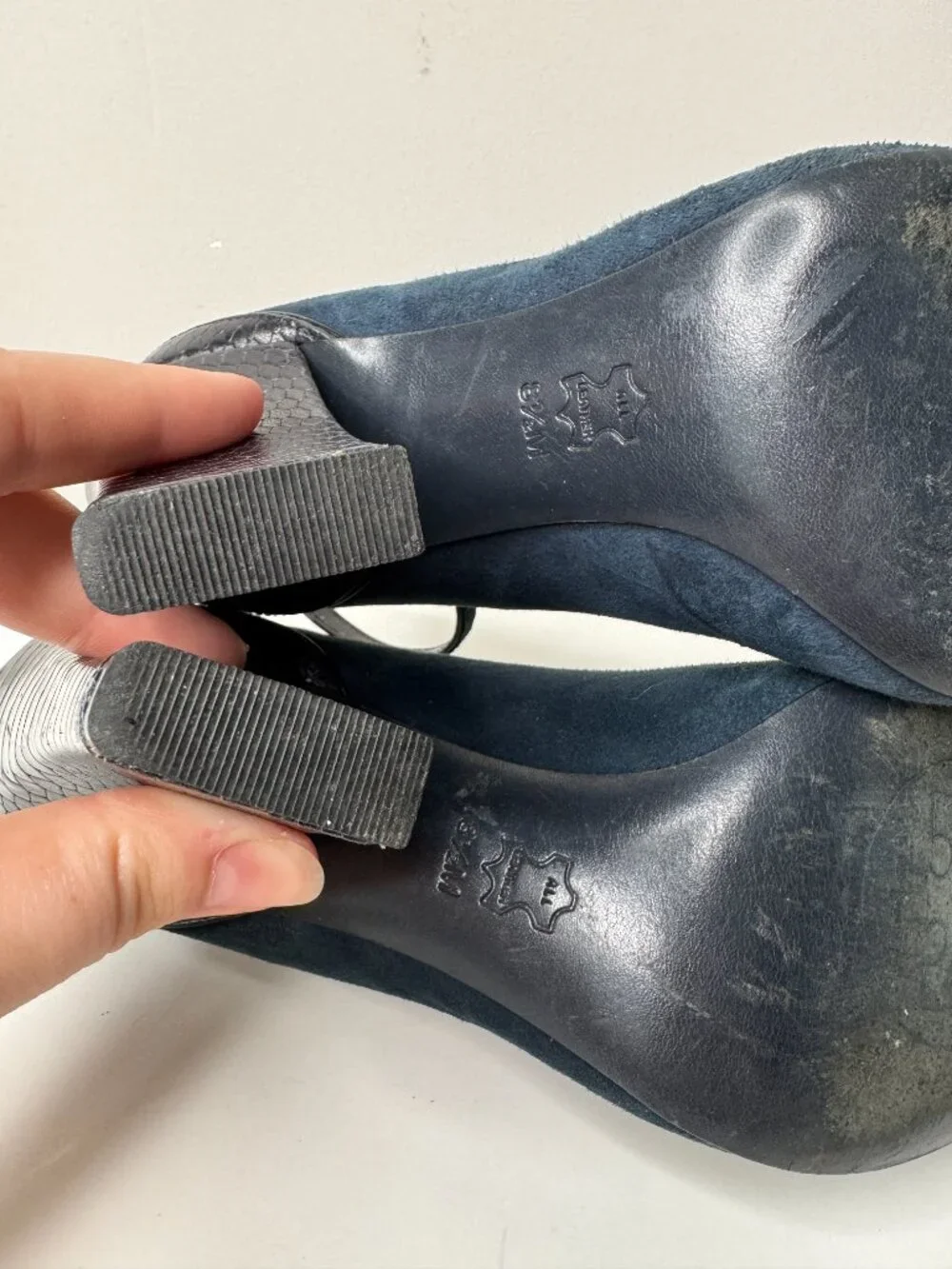 Tory Burch Gracie Blue Suede Leather High Heels Womens 8.5M Adjustable Ankle Str